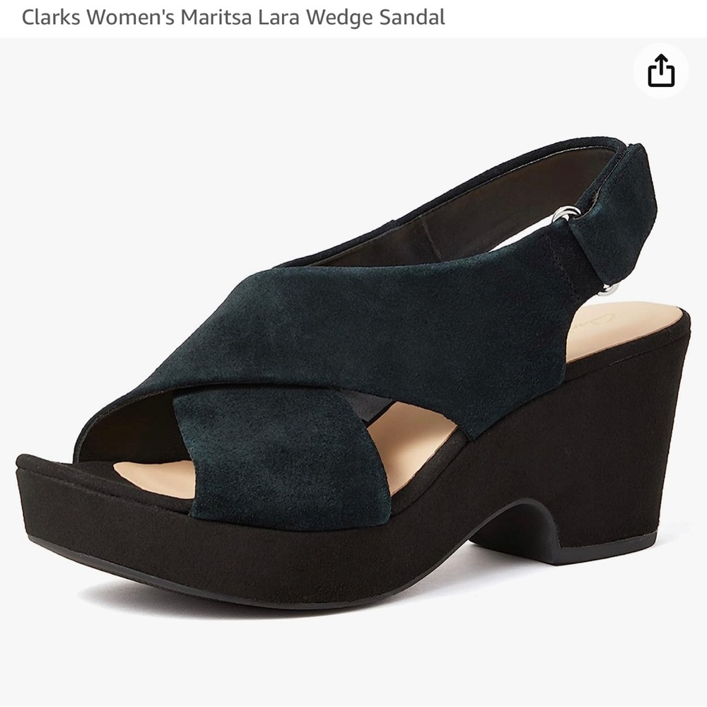 Clarks Nubuck platform wedge heel